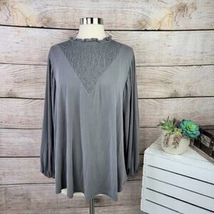 LuLaRoe‎ Clara Simply Comfortable Women's Smocked Top Gray Size Large